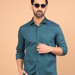 Crimsoune Club Men Classic Slim Fit Spread Collar Textured Cotton Casual Shirt-image-71