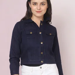 BUY NEW TREND Plus Size Women Solid Lightweight Denim Jacket-image-93