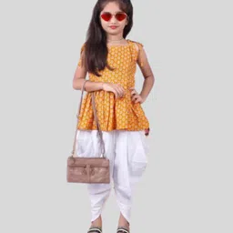 Aarya Designer Girls Ethnic Motifs Printed Pleated Kurta with Dhoti Pants-picture-16
