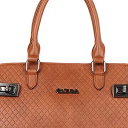 EVEDA Checked Textured Structured Handbag With Detachable Sling Strap image 3