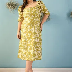 KIBO CURVE Floral Print Flutter Sleeve Crepe A-Line Midi Dress-image-50