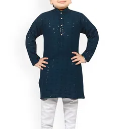 Arshia Fashions Boys Ethnic Motifs Embroidered Regular Sequinned Kurta with Pyjamas-picture-3