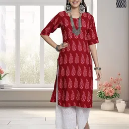 HERE&NOW Women Pack of-2 Paisley Printed Round Neck Straight Kurta-picture-10