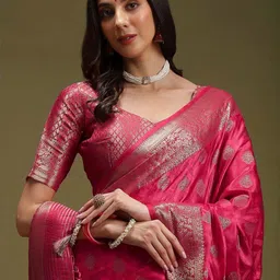 Anouk Floral Woven Design Zari Banarasi Saree-image-24