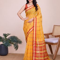 Aldwych Checked Zari Silk Cotton Chanderi Saree-5