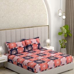 Pure Decor Amulya Peach-Coloured Ethnic Microfiber 220 TC Queen Bedsheet Set-2.28mX2.54m-image-96