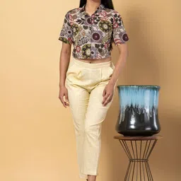 Jaitpuriya Women Relaxed Mid Rise Slim Fit Trousers-picture-11
