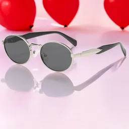 DressBerry Women Round Sunglasses with UV Protected Lens PUSHPA SILVER BLACK-31