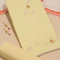 Taneira Checked Printed Pure Cotton Unstitched Dress Material-35