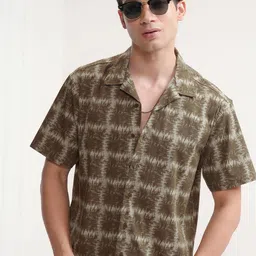 HIGHLANDER Men Cuban Collar Abstract Printed Relaxed Fit Casual Shirt-image-49