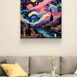 Myntra Elegant Homes Navy Blue & Pink Modern Art Canvas Wall Art-image-78
