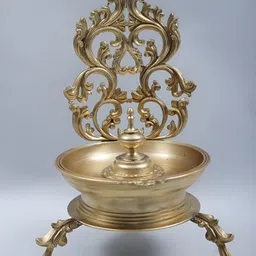 Exotic India Gold Toned Floral Designed Oil Lamp-image-12