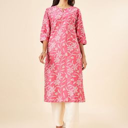 RANGMANCH BY PANTALOONS Floral Printed Notch Neck Straight Kurta-picture-56