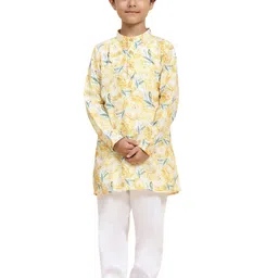 Funny Bones Clothings Boys Printed Regular Linen Kurta with Pyjamas-picture-5