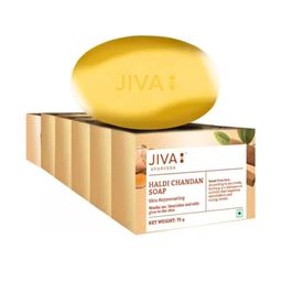 Jiva Set Of 6 Ayurveda Haldi Chandan Soap - 75 g Each-88