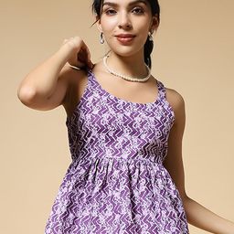 Istyle Can Women Batik Printed Cotton Peplum Top-image-67