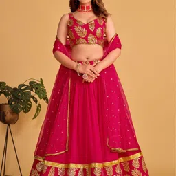 Fashion Basket Sequinned Unstitched Lehenga & Ready to Wear Blouse With Dupatta-picture-36