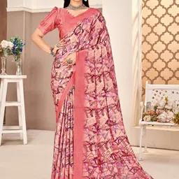 DIVASTRI Women's Silk Crepe Printed Saree With Unstitched Blouse Piece-picture-18