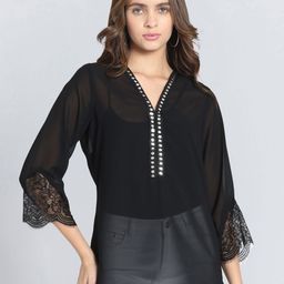 SHAYE V-Neck Mirror Work Mirror Work Kurti-picture-17