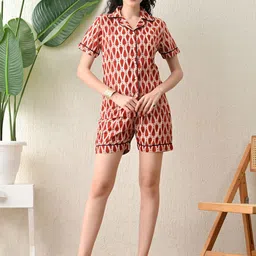 GLITO Printed Pure Cotton Shirt With Shorts Co-Ords-image-3