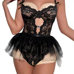FIMBUL Women Self Design Net Baby Doll-picture-36