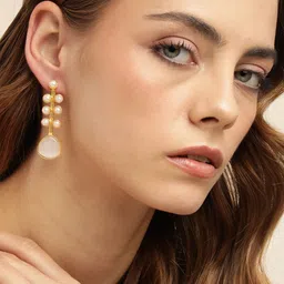 Anouk Gold Plated Beaded Contemporary Drop Earrings-10