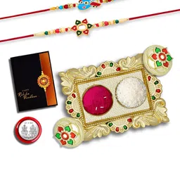 DeoDap Unisex 4 Pieces Rakhi Gift Set With Coin-20