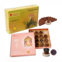 GaneshaSpeaks 65-Pcs Brown Natural Sandalwood Dhoop Cup & Lemongrass DhoopCone-image-53