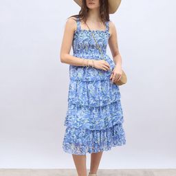 Styli Women Abstract Print Smocked Tiered Midi Dress-image-71