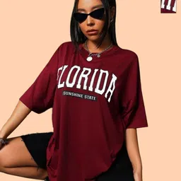 Dreambe Women Typography 2 Printed Hooded Drop-Shoulder Sleeves Applique T-shirt-image-71
