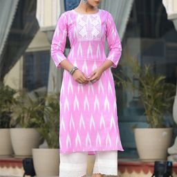 KSUT Women Dyed Thread Work Pastels Handloom Kurta-picture-49
