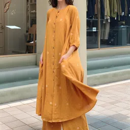 Aaghnya Geometric Printed Round Neck A-Line Kurta with Palazzo-11