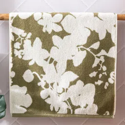 Home Centre Green & White Floral Printed Cotton Hand Towels-10