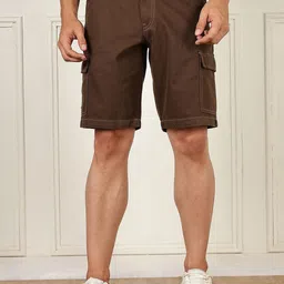 Mast & Harbour Men Cotton Solid Cargo Shorts-picture-13