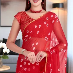 TRAQUILA Printed Bandhani Saree-picture-31