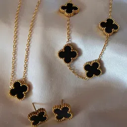 Jewels Galaxy Gold Plated Stainless Steel Clover Jewellery Set-image-72