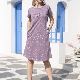 LacyLook Heart Printed Cotton T-Shirt Nightdress-picture-23