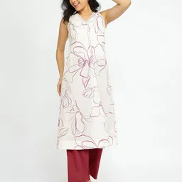 Pink Fort Women Floral Printed Regular Pure Cotton Kurta with Trousers-picture-14