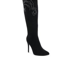 London Rag Women Rhinestone Patterned Calf Boots-23