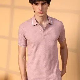 Campus Sutra Men Self Design Polo Collar Cotton T-Shirt-image-65