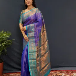 WINKLECART Woven Design Zari Silk Blend Kanjeevaram Saree-image-35
