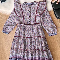 BAESD Girls Floral Printed Round Neck Fit & Flare Dress-image-36
