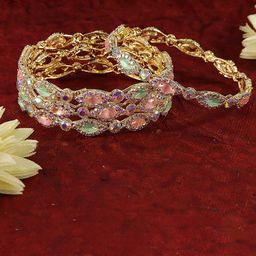 LAVAZZA Set Of 4 Amercian Diamond & Zircon Kada Bangles-image-93