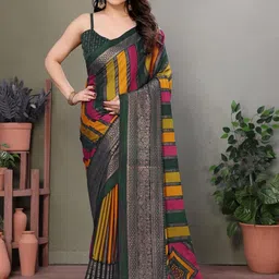 VS MALL women Ethnic Motifs Zari Silk Cotton Saree-image-10