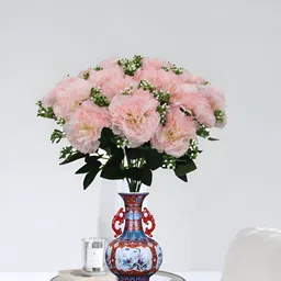 OGI INTERIORS Pink & Green Carnation Artificial Flower-6