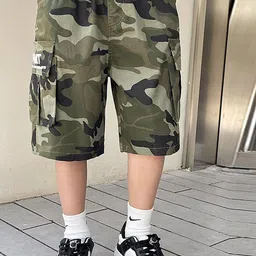 LULU & SKY Boys Camouflage Printed Loose Fit Cargo Shorts-image-27