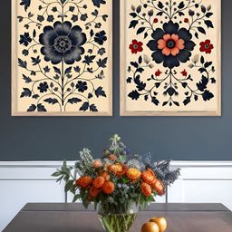 Kotart Brown & Orange 2 Piece Wood Floral and Botanical Wall Paintings-picture-19