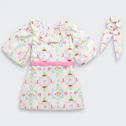 Tiny Girl Kids Floral Typography Print Puff Sleeve A-Line Dress-image-28