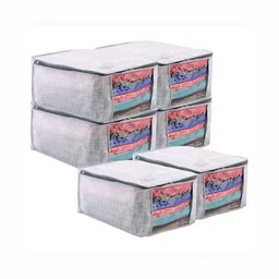 Aura Grey & Transparent 6 Pieces Bow Jute Printed Reusable Drawer Organisers-12
