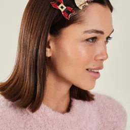 Accessorize Women Set of 2 Embellished Tic Tac Hair Clip-13